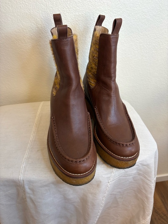 COACH DELANEY WOMENS LEATHER FAUX FUR CHELSEA BOOTS - Picture 3 of 8